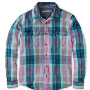 OUTERKNOWN Blanket Shirt R/$148 szMedium EUC NWT Color / Amethyst Panorama Plaid